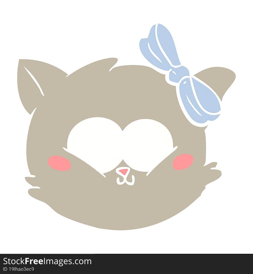 cute flat color style cartoon kitten face