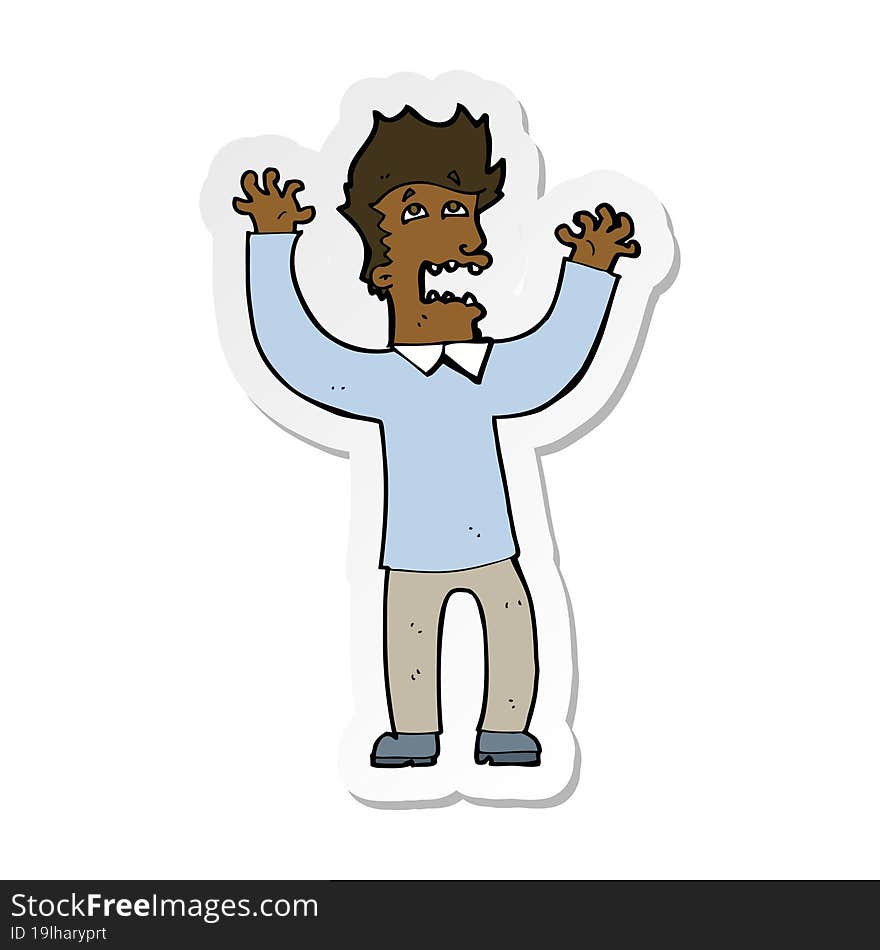 Sticker Of A Cartoon Terrified Man