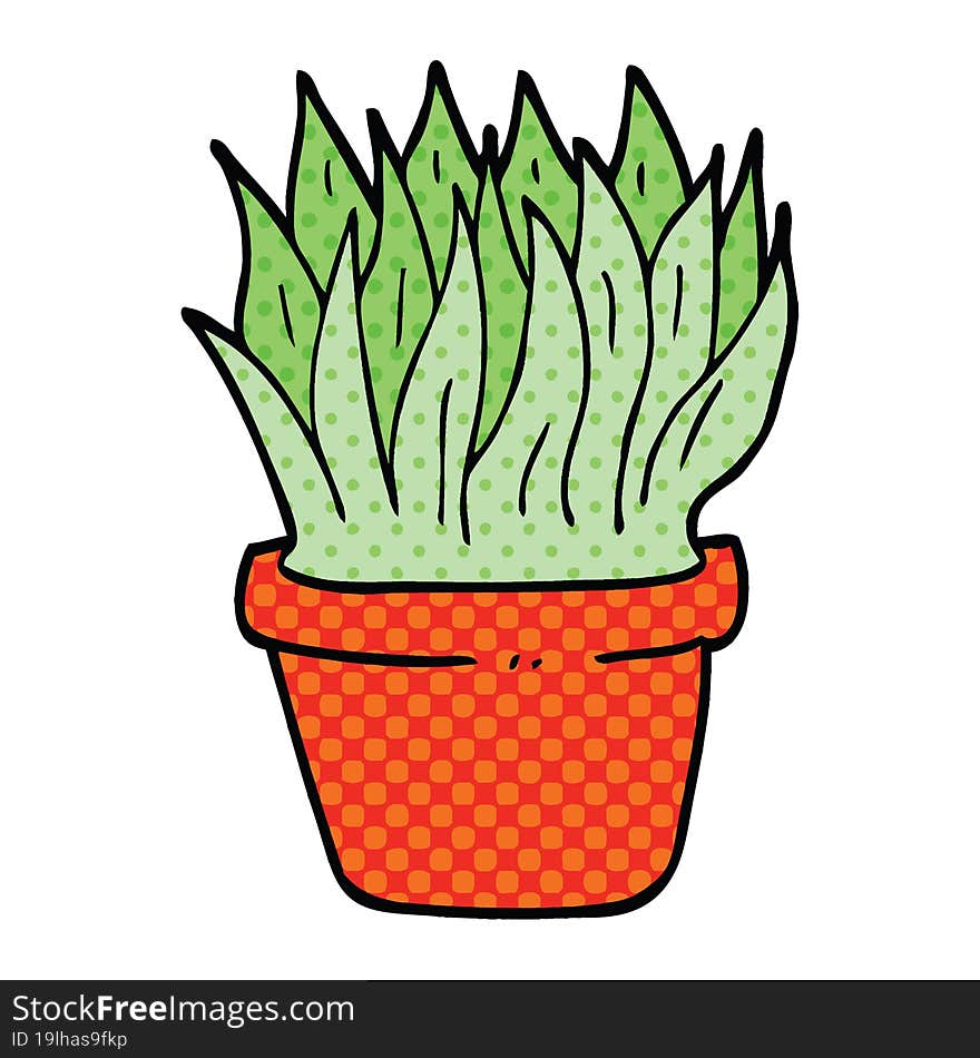 Comic Book Style Cartoon House Plant