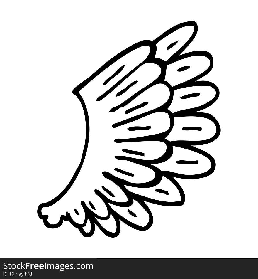 line drawing cartoon angel wings