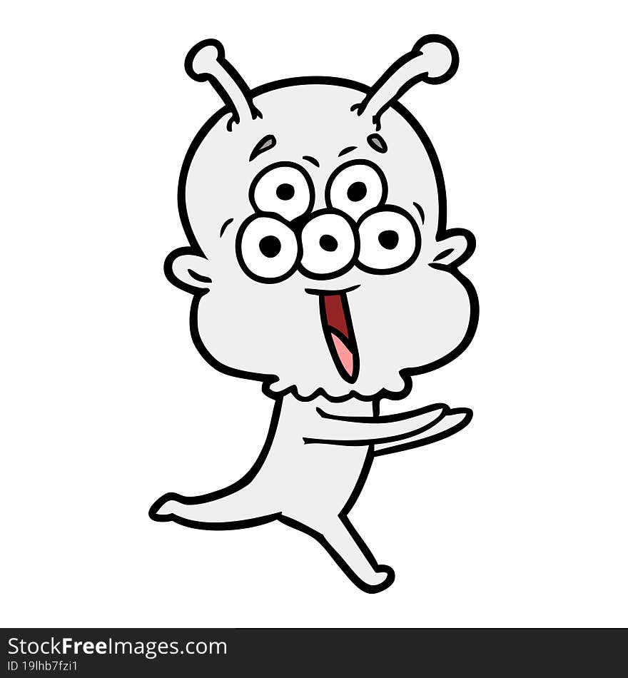 happy cartoon alien running. happy cartoon alien running