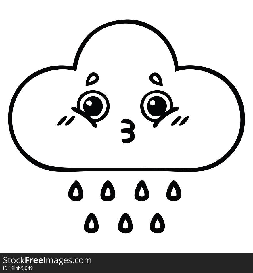 line drawing cartoon of a rain cloud