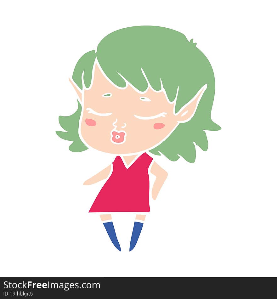 pretty flat color style cartoon elf girl