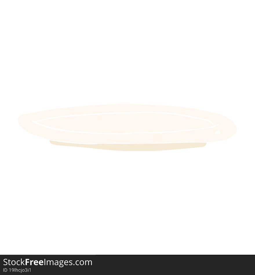 Flat Color Illustration Of A Cartoon Empty Plate