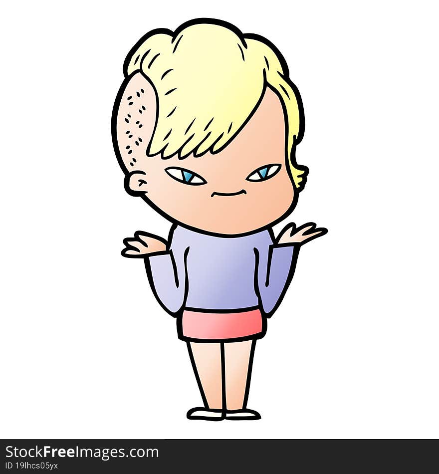 cute cartoon girl with hipster haircut. cute cartoon girl with hipster haircut