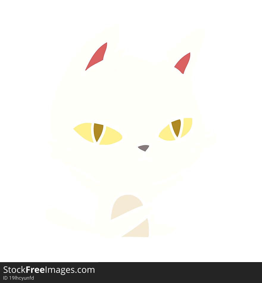 Flat Color Style Cartoon Cat Staring