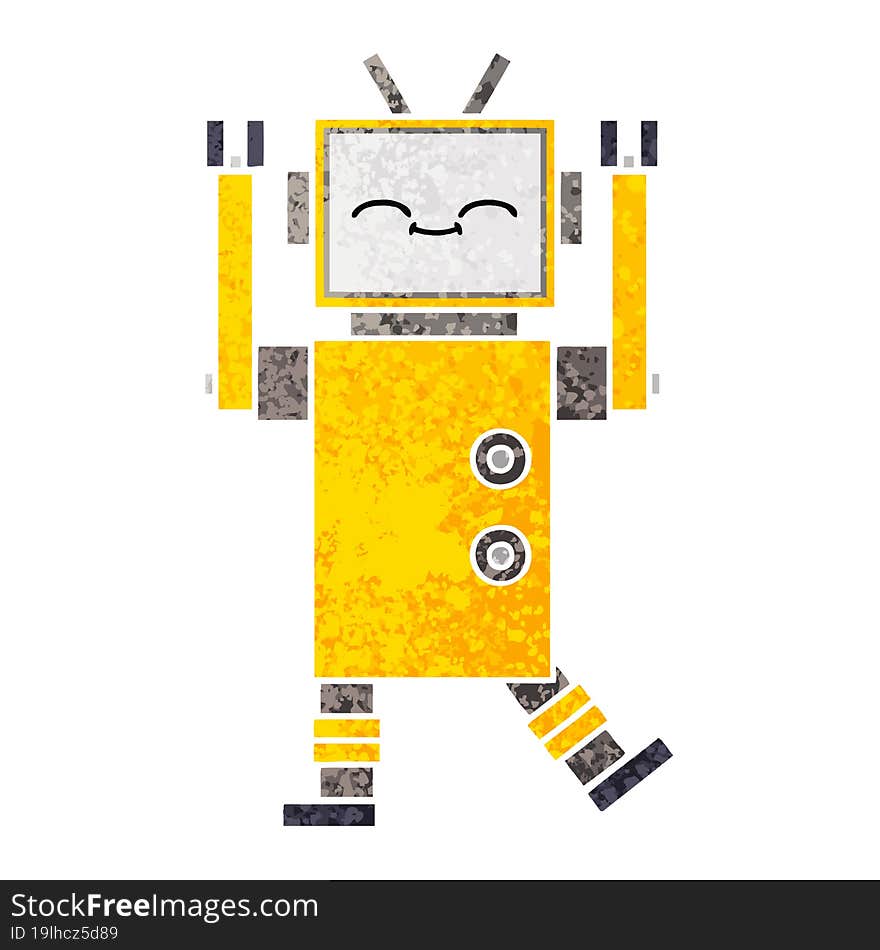 Retro Illustration Style Cartoon Robot