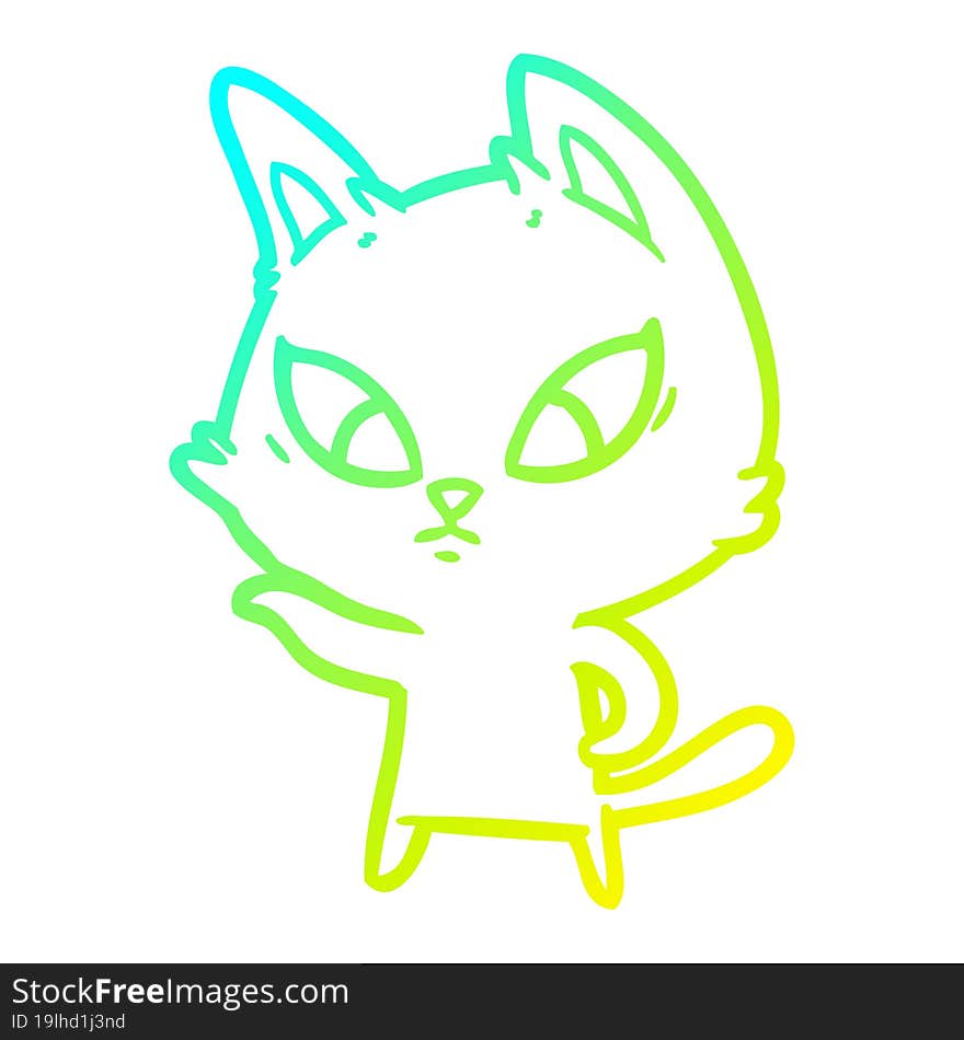 cold gradient line drawing confused cartoon cat