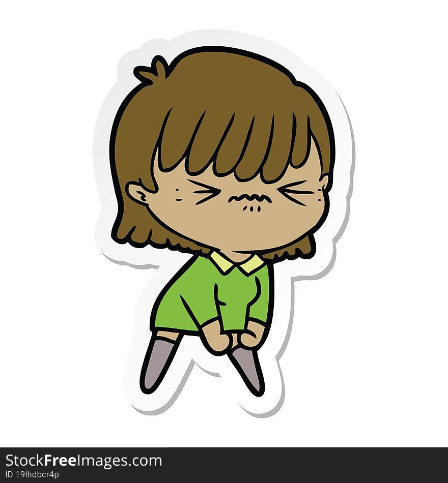 Sticker Of A Annoyed Cartoon Girl