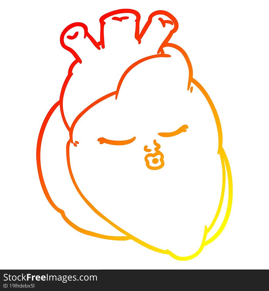 warm gradient line drawing cartoon heart