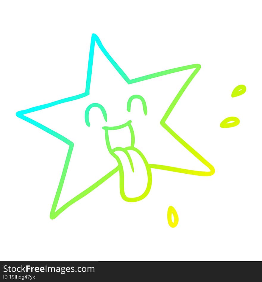 cold gradient line drawing cartoon star