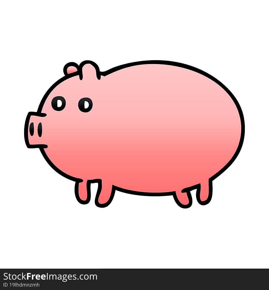 gradient shaded cartoon fat pig