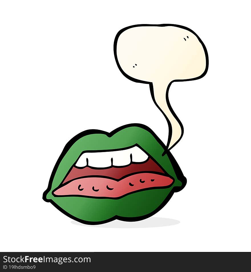 cartoon sexy halloween lips symbol with speech bubble