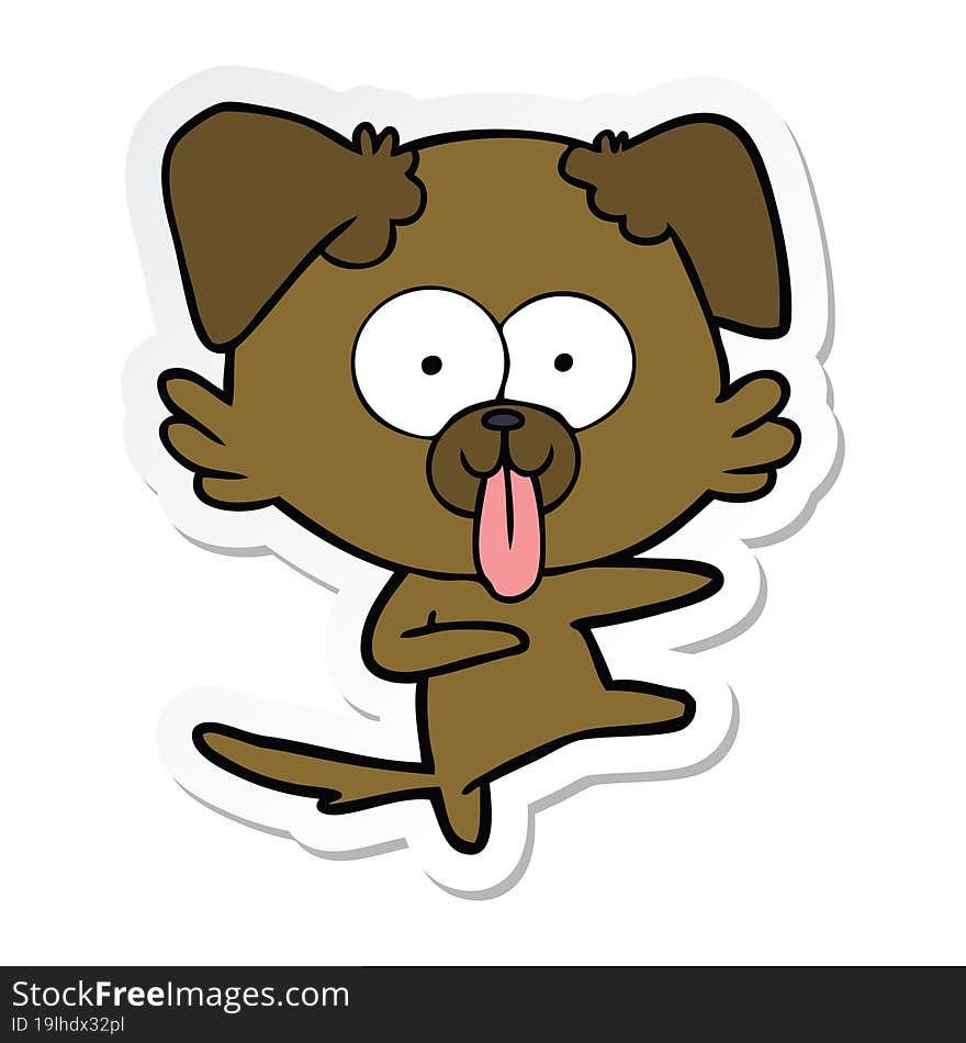 sticker of a cartoon dog with tongue sticking out