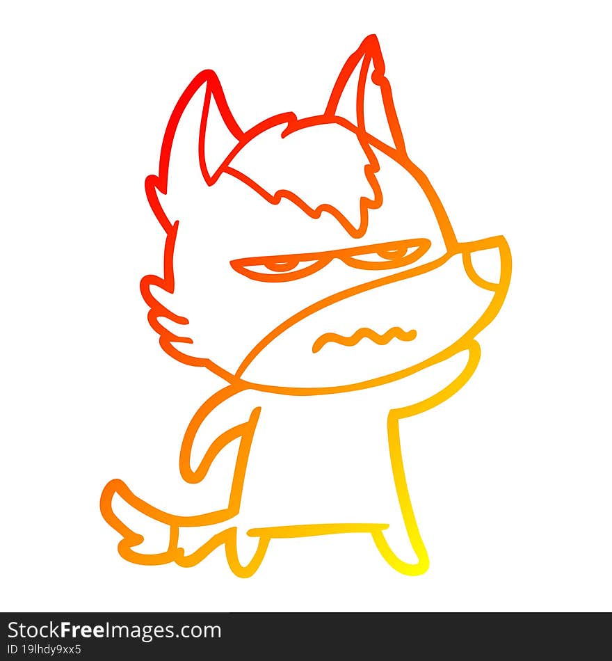 warm gradient line drawing cartoon annoyed wolf