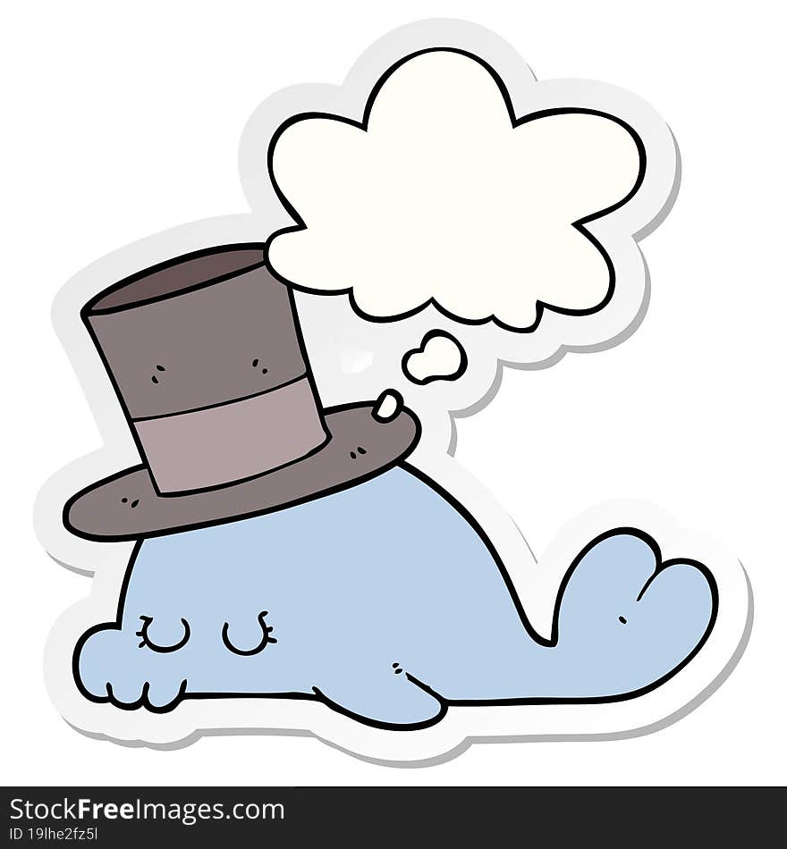 cute cartoon dolphin and thought bubble as a printed sticker