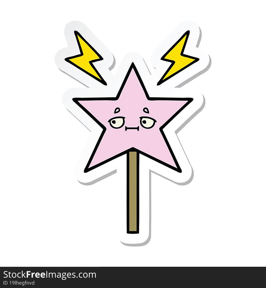 sticker of a cute cartoon magic wand