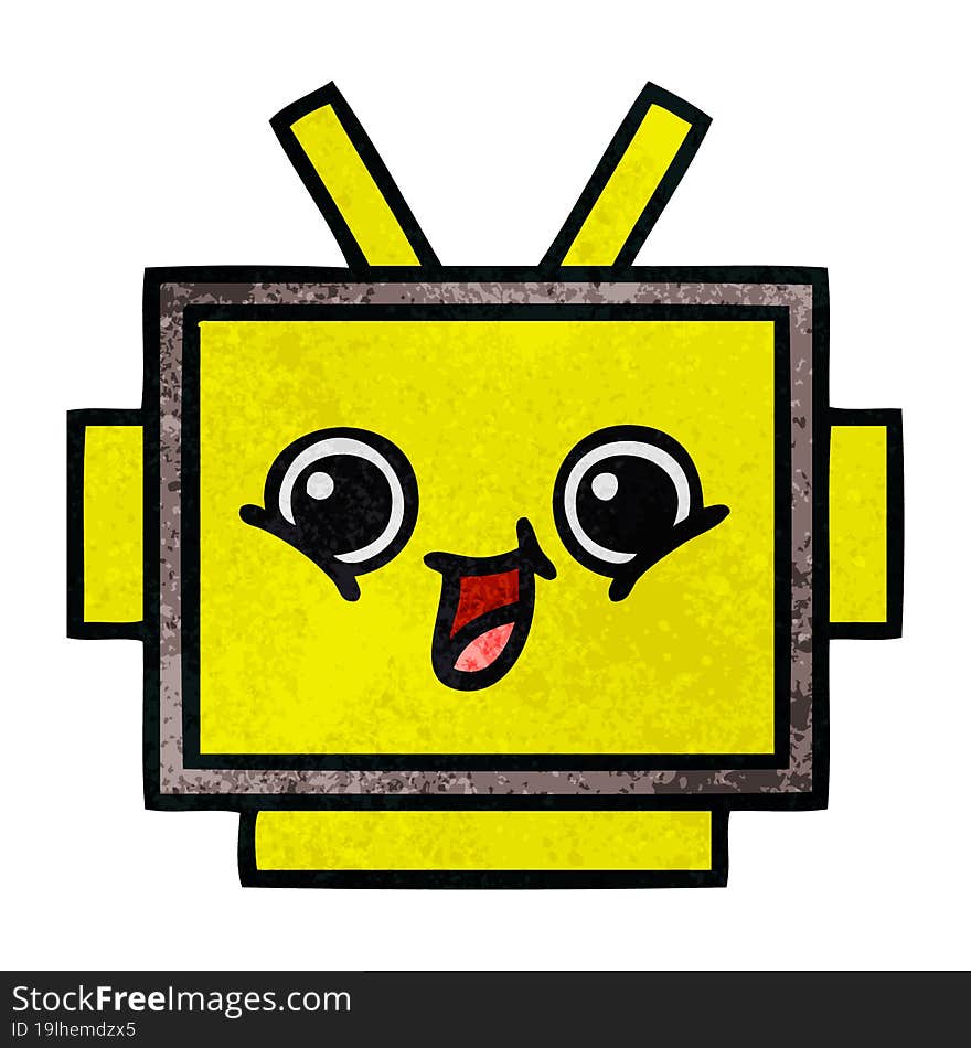 retro grunge texture cartoon robot head