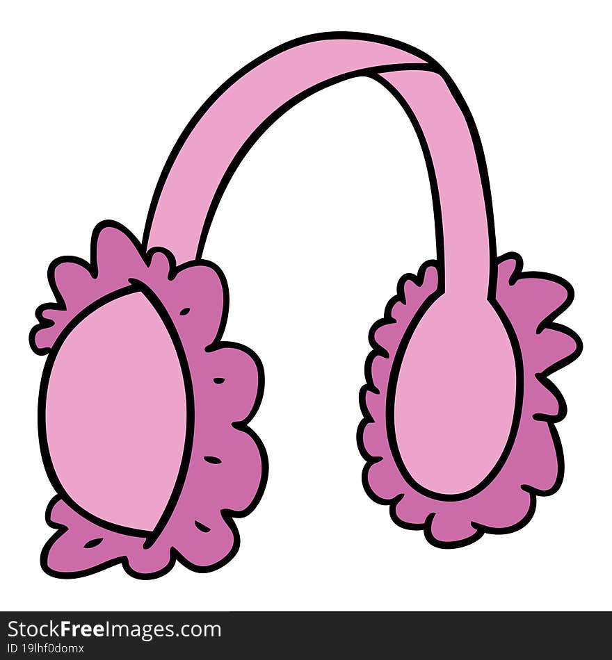 hand drawn cartoon doodle of pink ear muff warmers