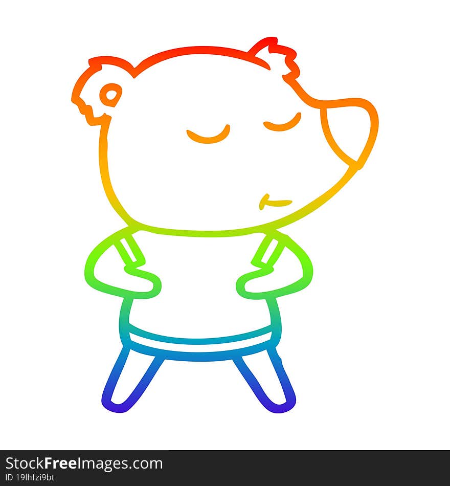 rainbow gradient line drawing happy cartoon polar bear