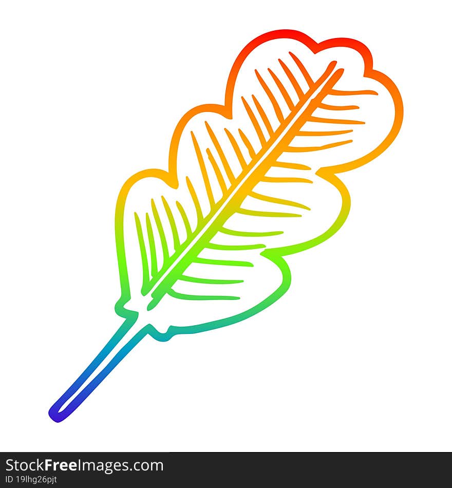 rainbow gradient line drawing cartoon fallen leaf