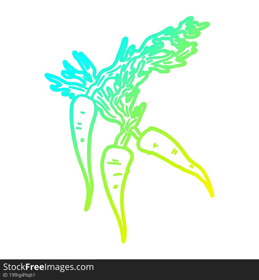 Cold Gradient Line Drawing Cartoon Carrots