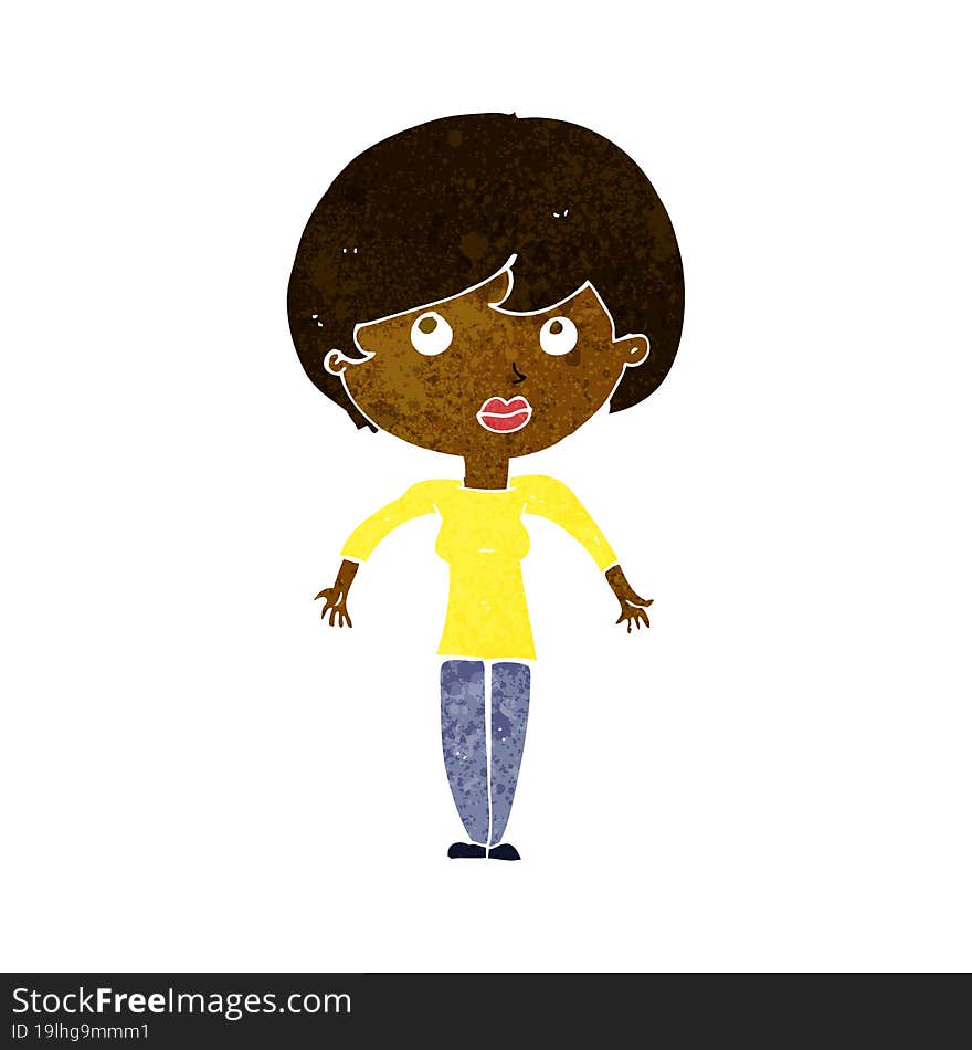 cartoon woman shrugging shoulders