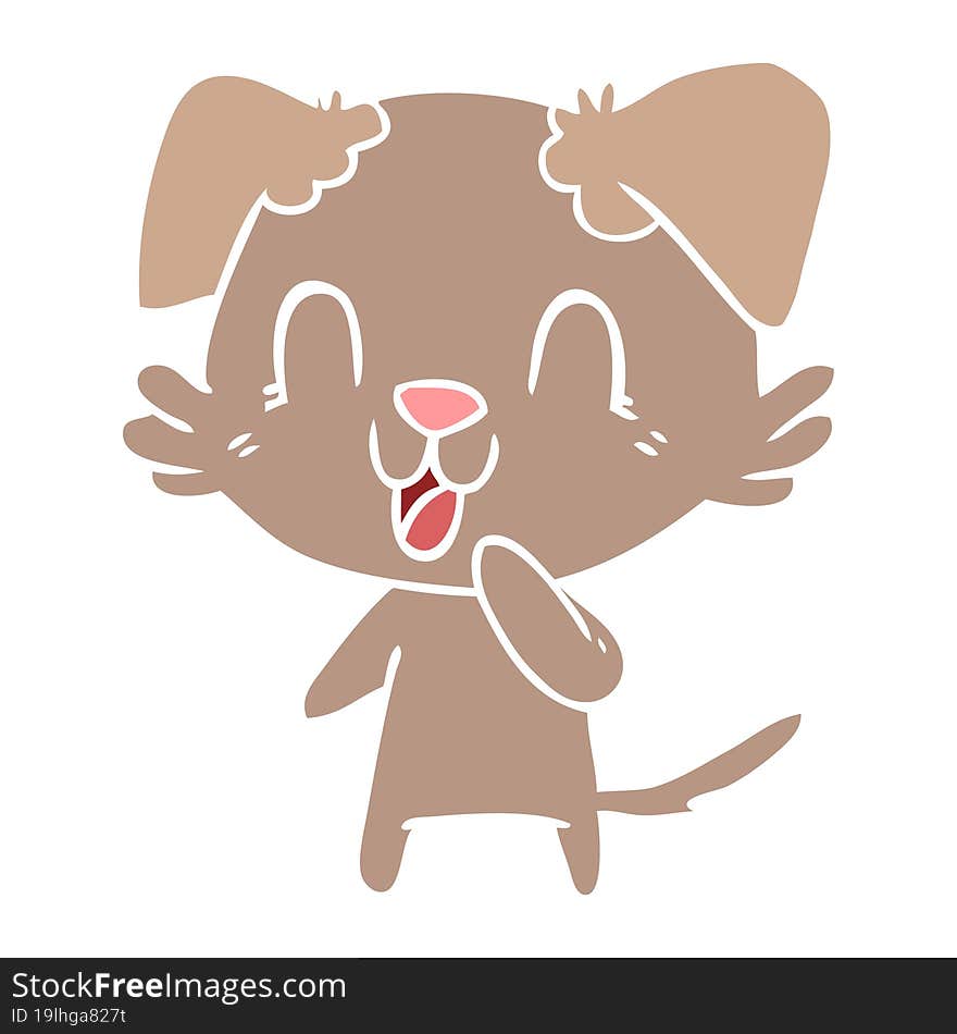 laughing flat color style cartoon dog