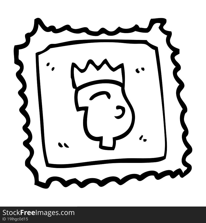 line drawing cartoon stamp with royal face