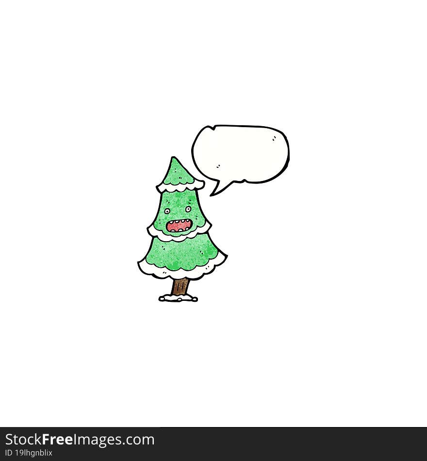 Christmas Tree With Speech Bubble Cartoon