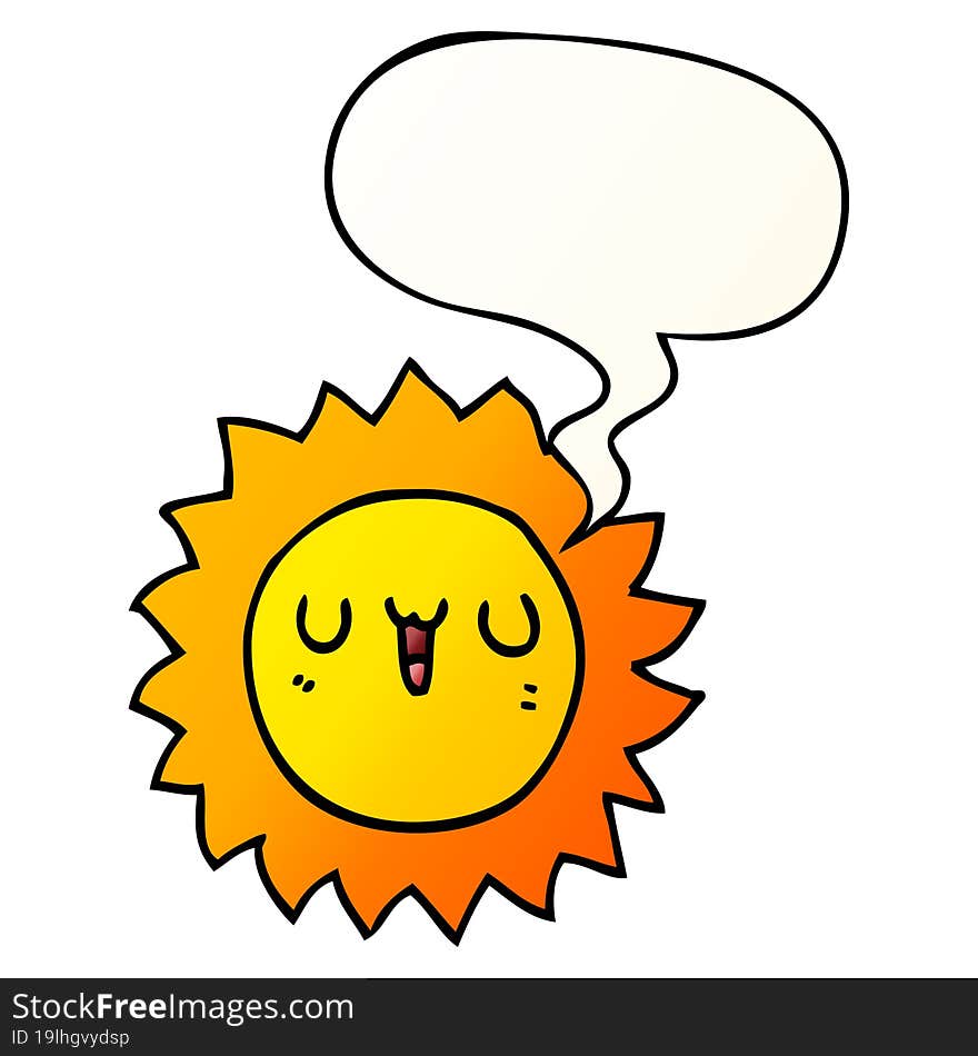 Cartoon Sun And Speech Bubble In Smooth Gradient Style