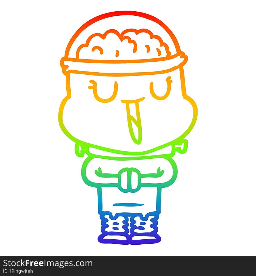 Rainbow Gradient Line Drawing Happy Cartoon Robot