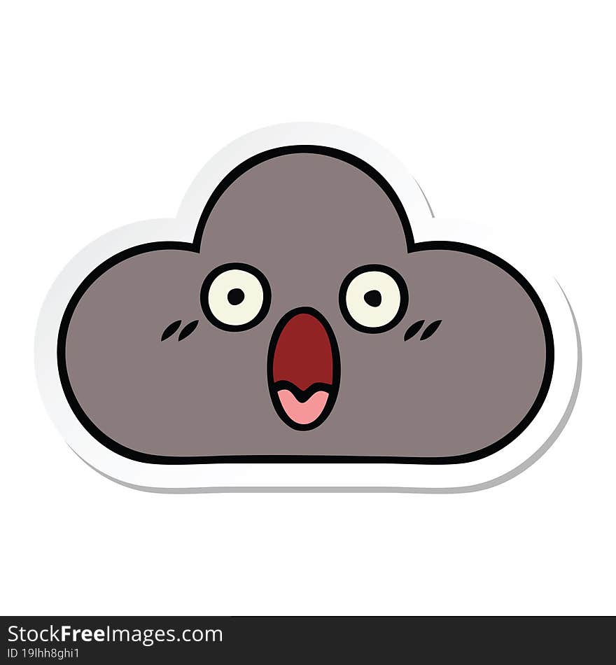 Sticker Of A Cute Cartoon Storm Cloud