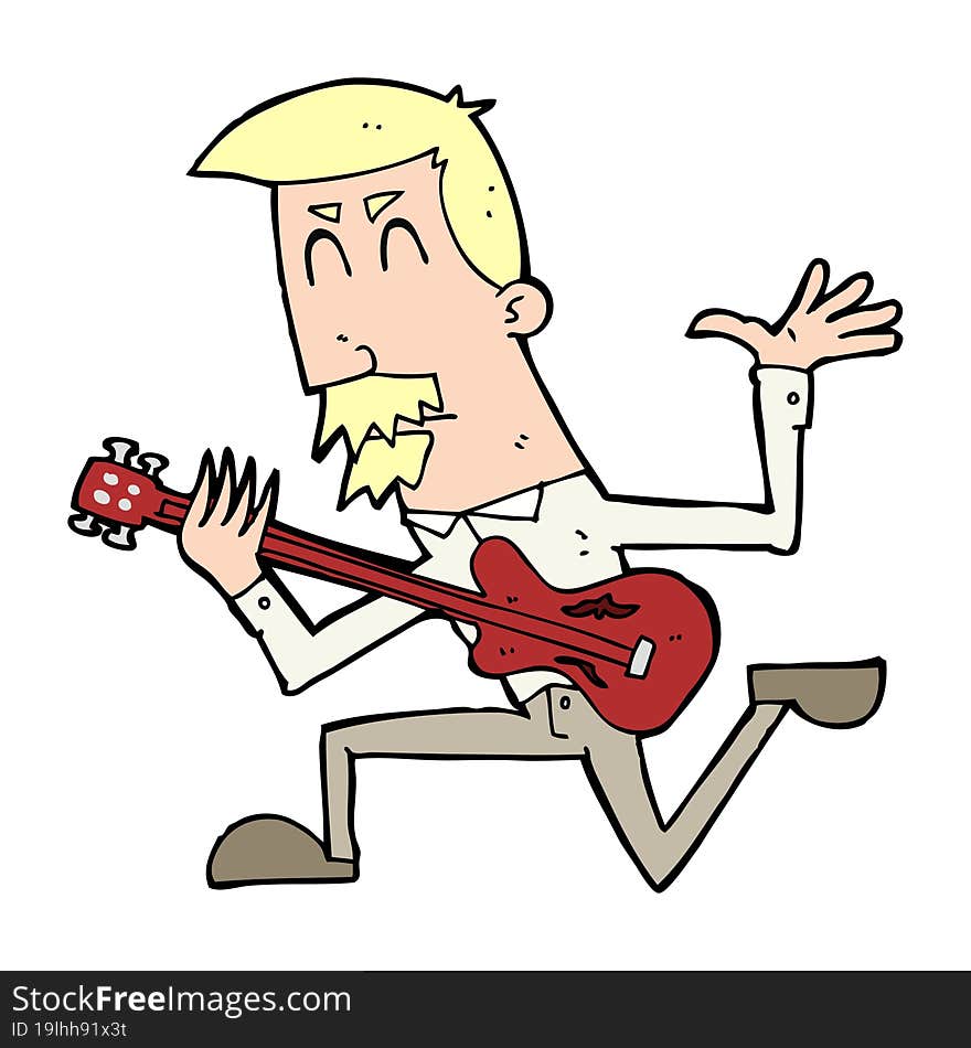 cartoon man playing electric guitar