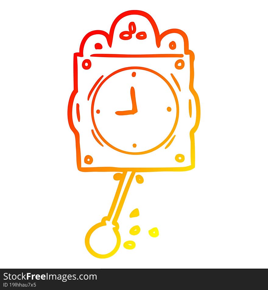 warm gradient line drawing ticking clock with pendulum