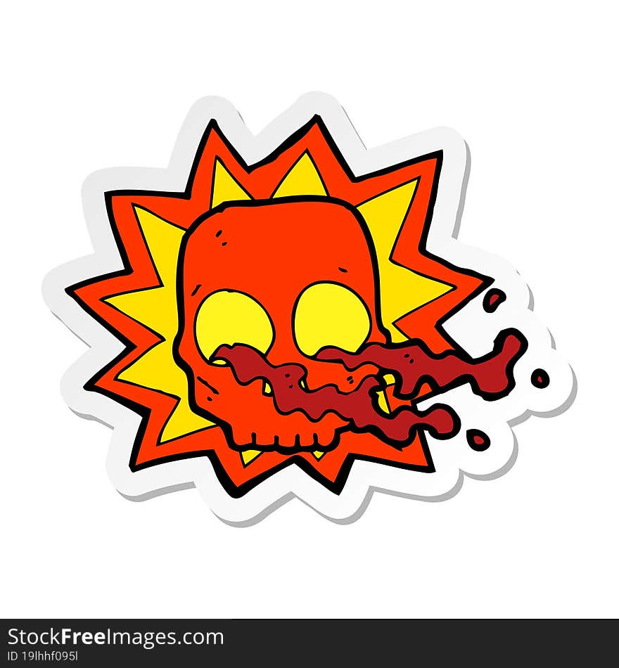 sticker of a cartoon halloween skull symbol