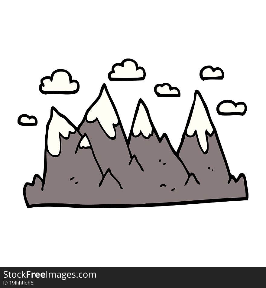 cartoon doodle mountain range