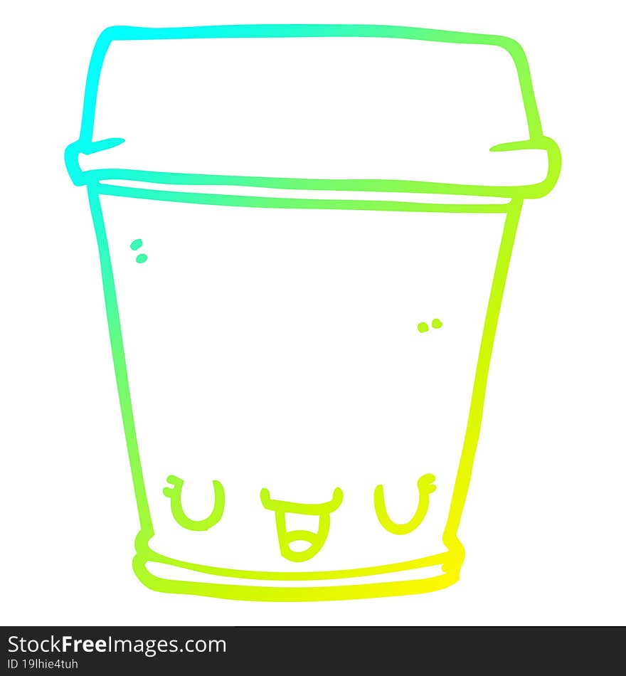 cold gradient line drawing cartoon coffee cup