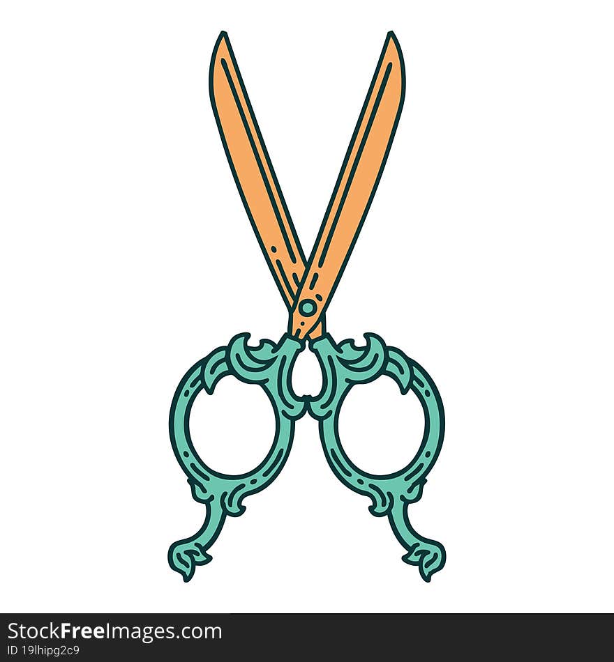 Tattoo Style Icon Of Barber Scissors