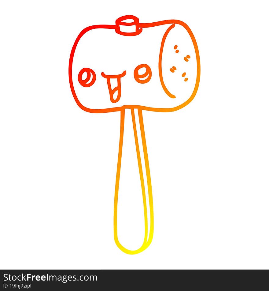 warm gradient line drawing cartoon mallet