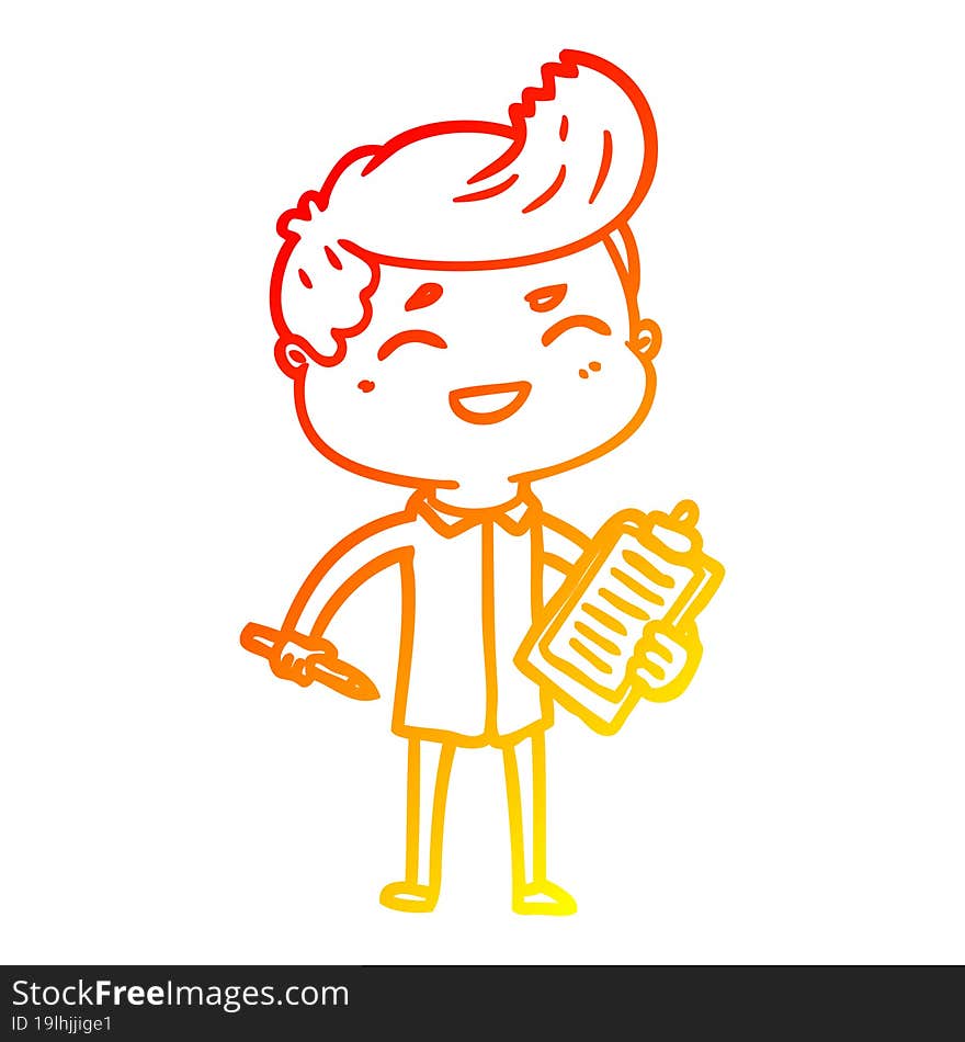 warm gradient line drawing cartoon laughing salesman