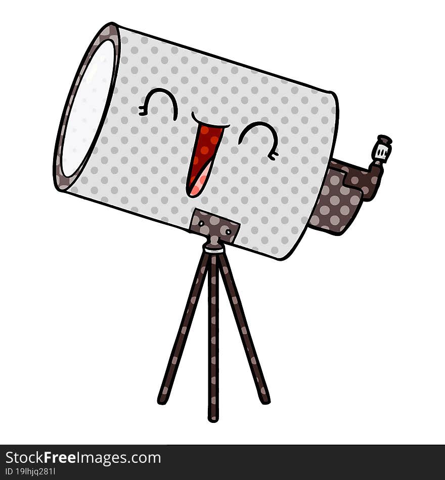 cartoon telescope with face. cartoon telescope with face