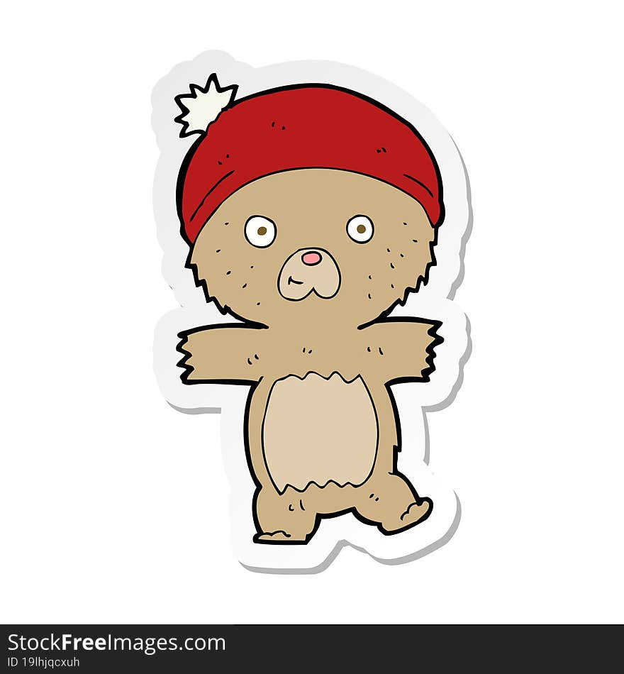 sticker of a cartoon funny teddy bear