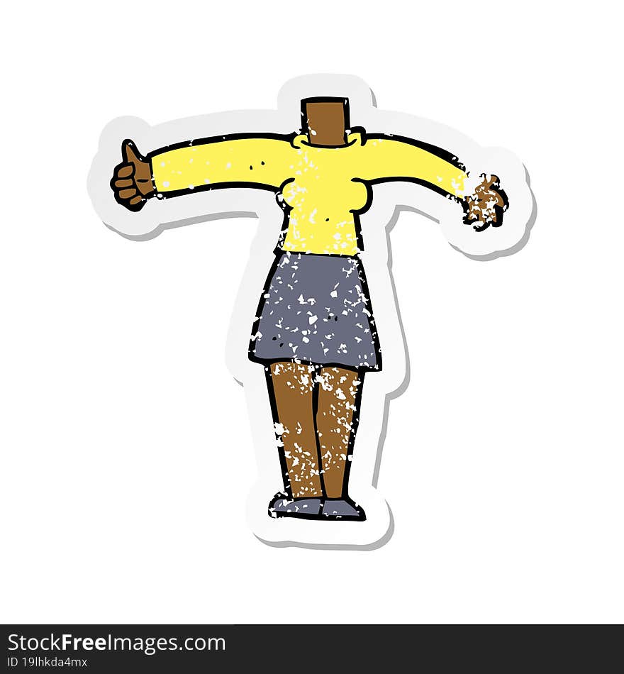 retro distressed sticker of a cartoon female body