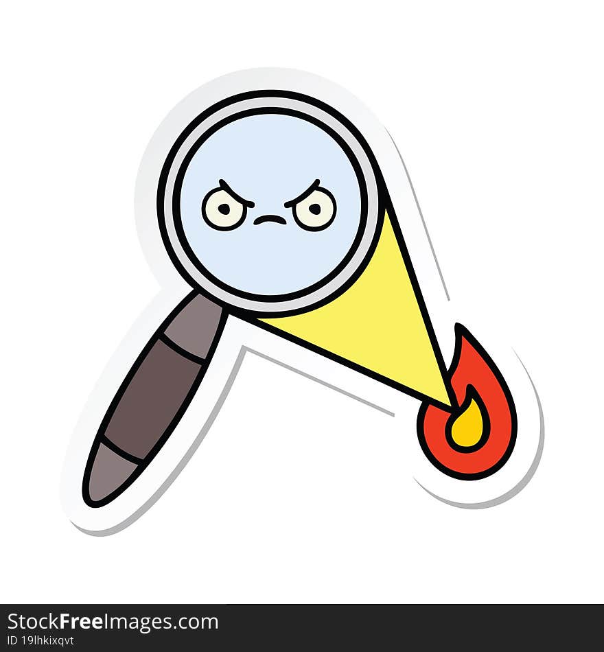 sticker of a cute cartoon magnifying glass