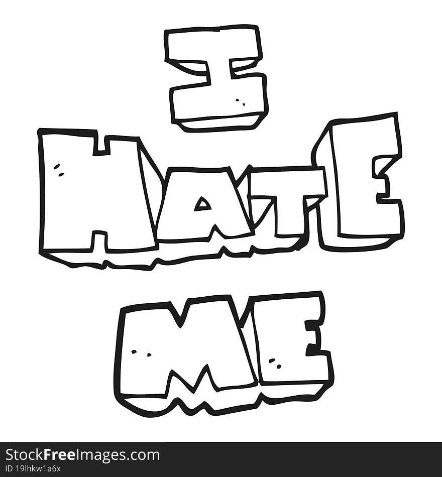 I hate me black and white cartoon symbol