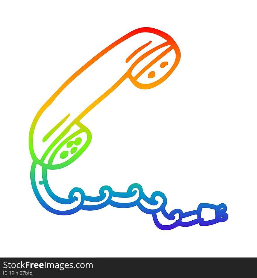 rainbow gradient line drawing cartoon telephone handset