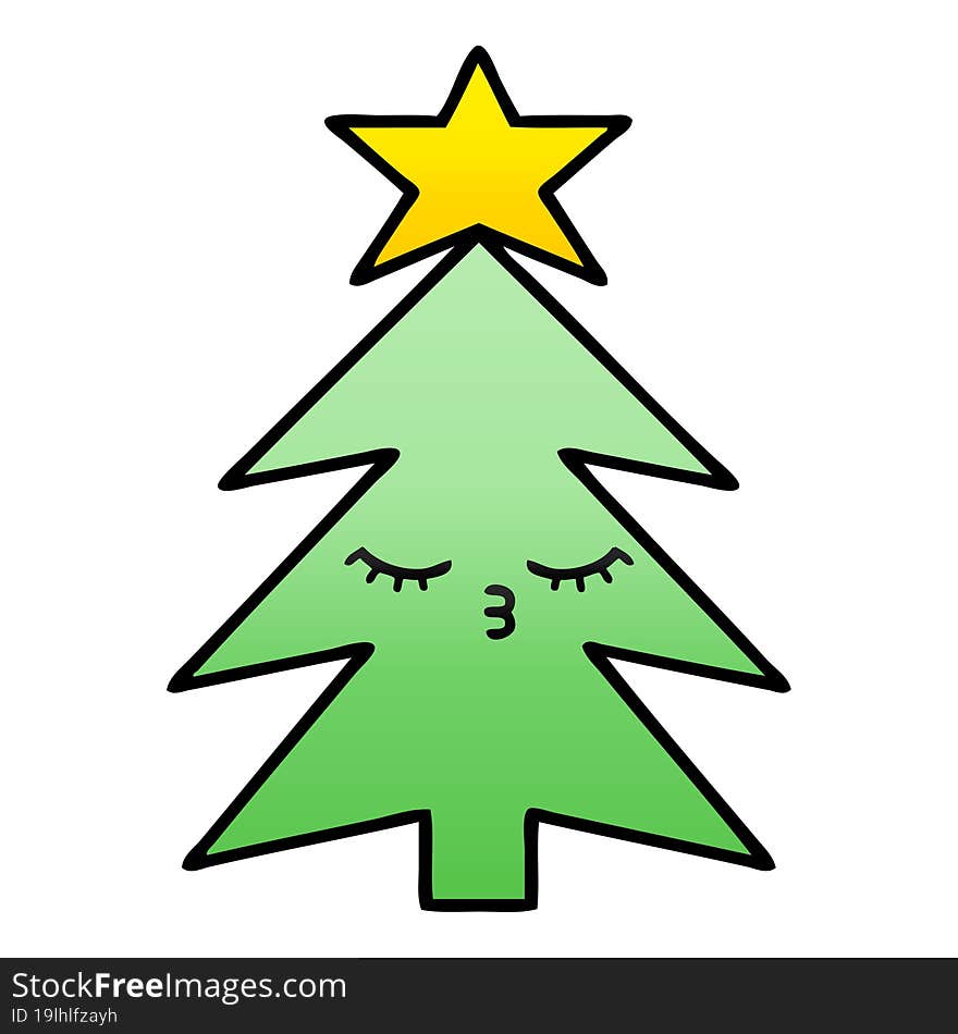 gradient shaded cartoon of a christmas tree