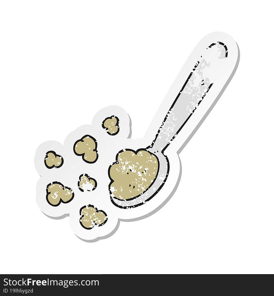 retro distressed sticker of a cartoon spoonful of food