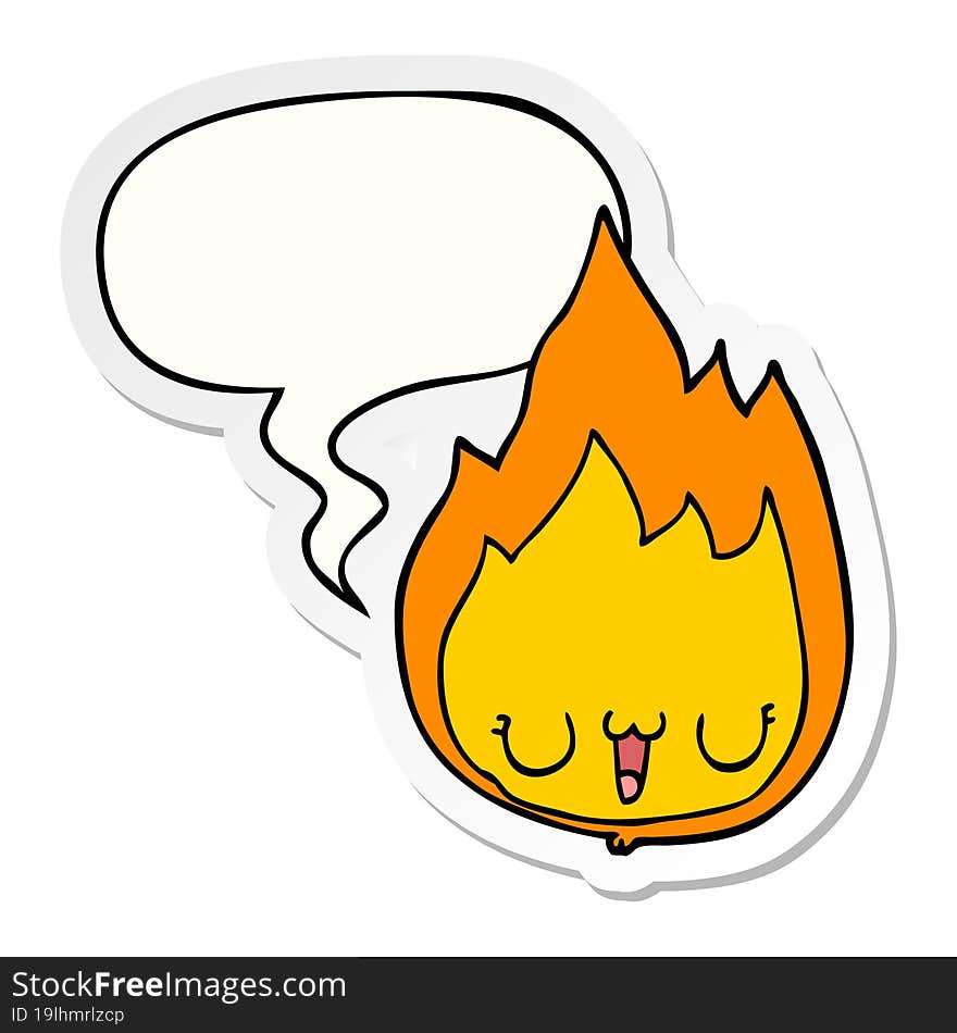 Cartoon Flame And Face And Speech Bubble Sticker